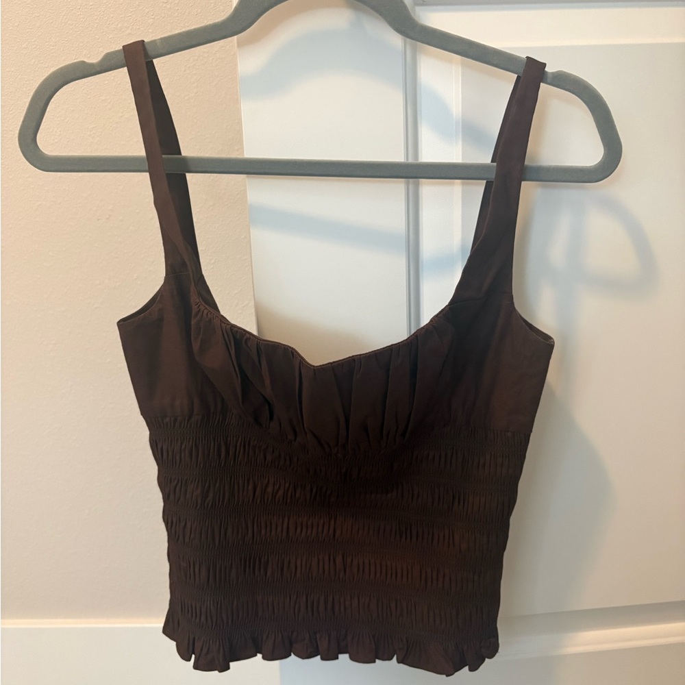 Reformation Cream Ruched Square-Neck Tank - Picture 3 of 6